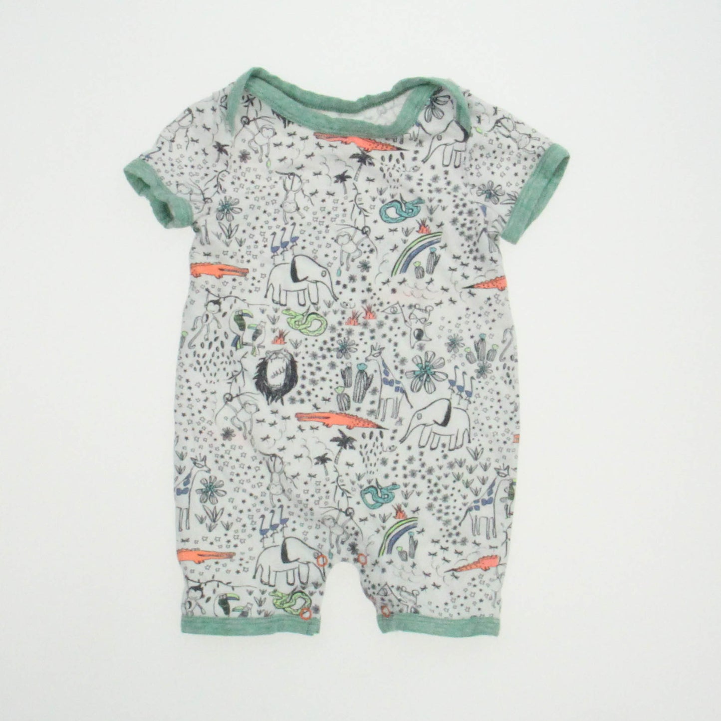 Egg Unisex White | Green Romper Size: 6 Months White | Green