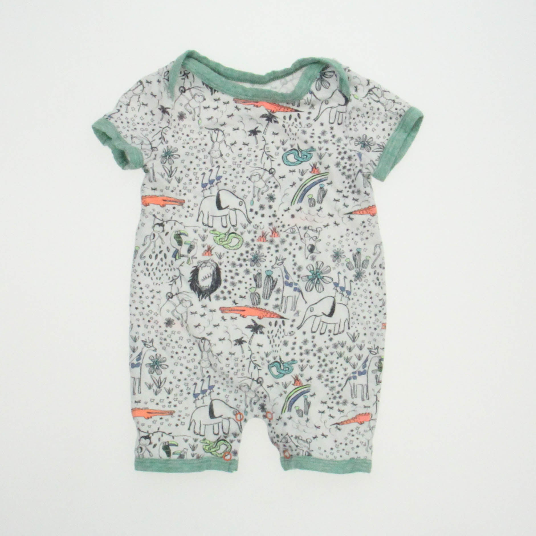 Egg Unisex White | Green Romper Size: 6 Months White | Green