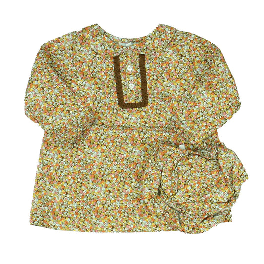 Elephantito Girls Brown Floral Dress Size: 12 Months Brown Floral