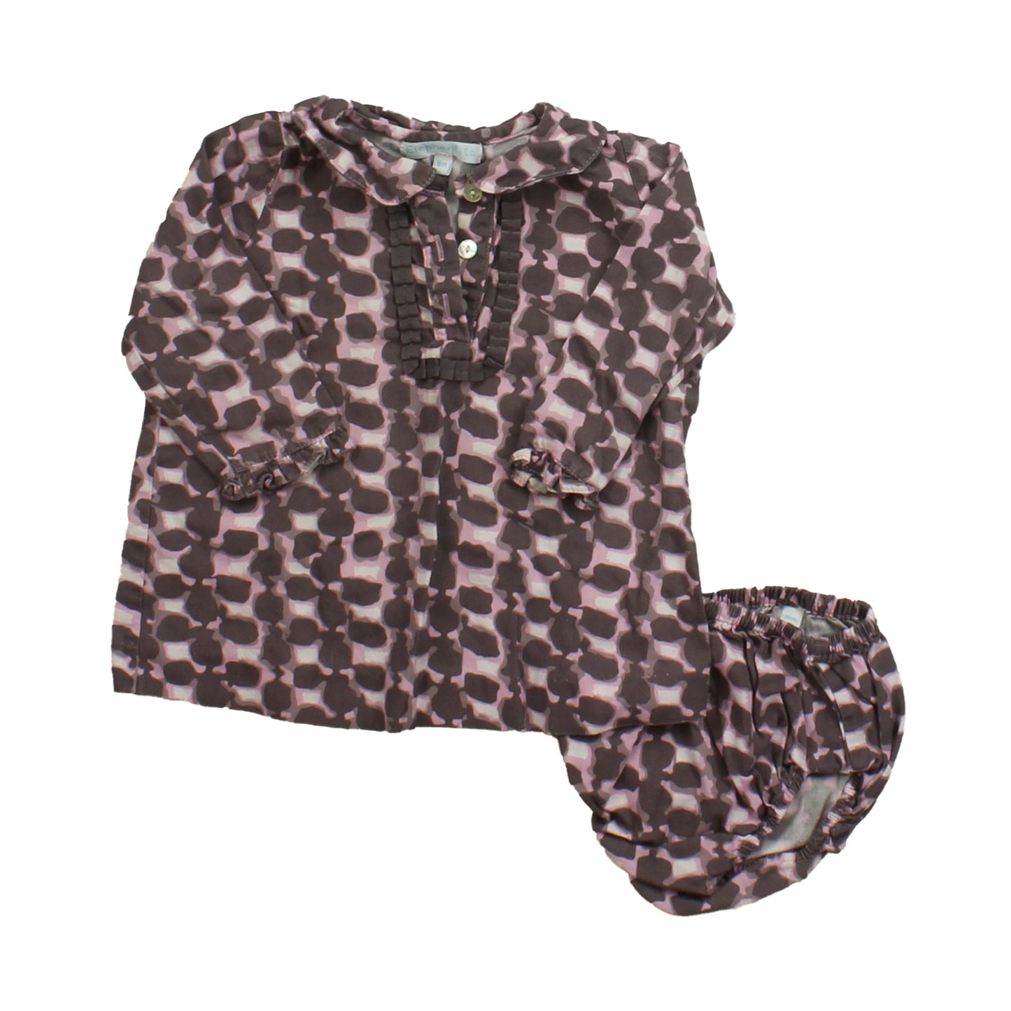 Elephantito Girls Brown | Pink Dress Size: 6 Months Brown | Pink