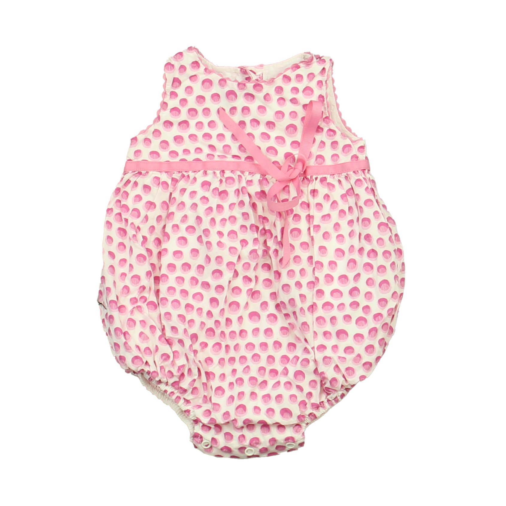 Elephantito Girls Pink | White Romper Size: 9 Months Pink | White