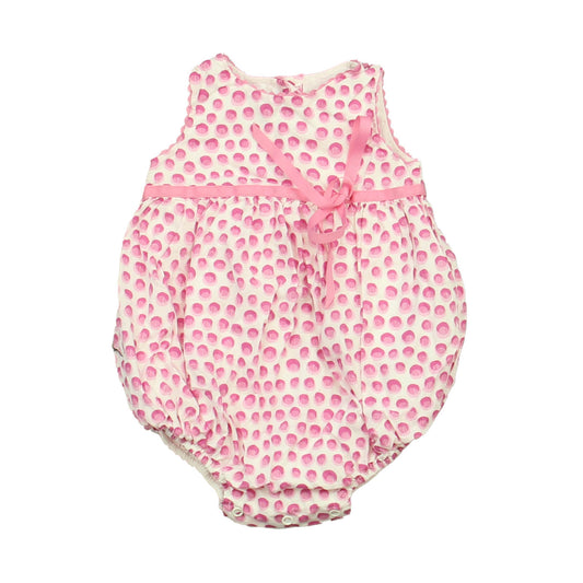 Elephantito Girls Pink | White Romper Size: 9 Months Pink | White