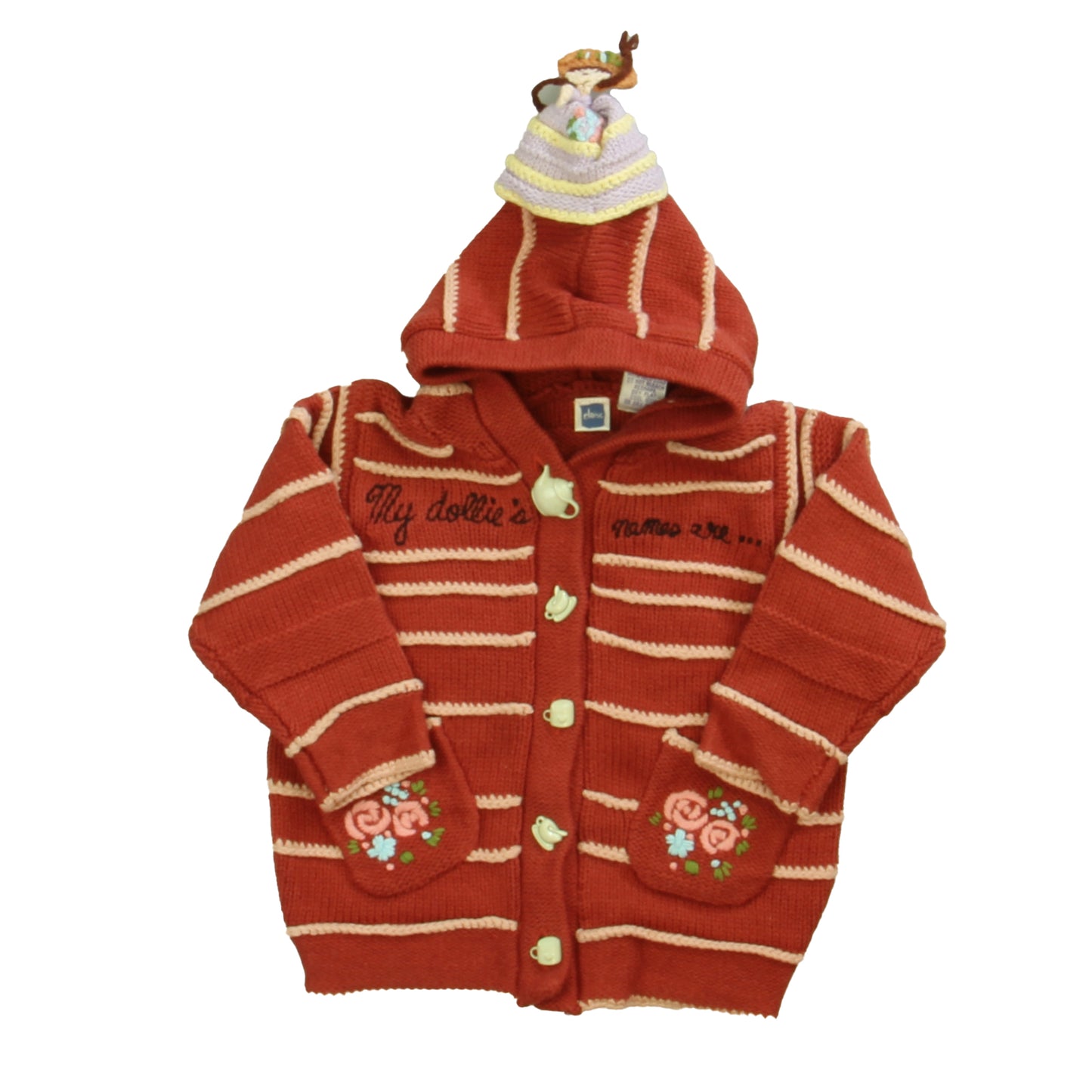 Eloise Girls Rust Stripe Cardigan Size: 6-12 Months Rust Stripe