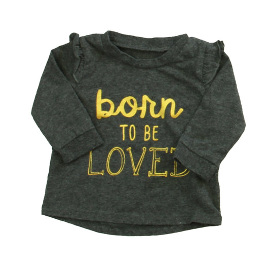 Emily & Oliver Girls Gray | Gold Long Sleeve T-Shirt Size: 3-6 Months Gray | Gold