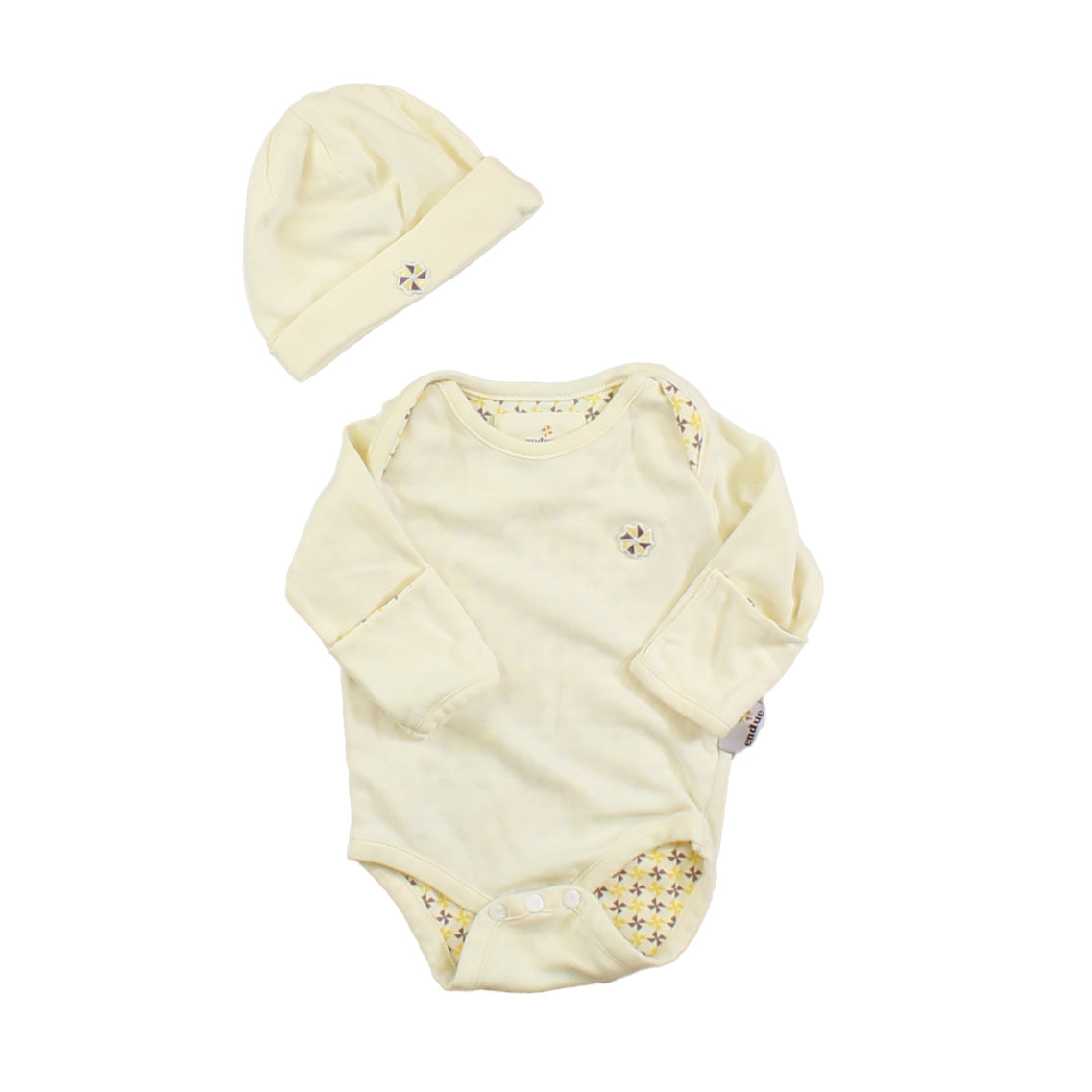 Endue Unisex Ivory | Brown | Yellow Onesie Size: 0-3 Months Ivory | Brown | Yellow