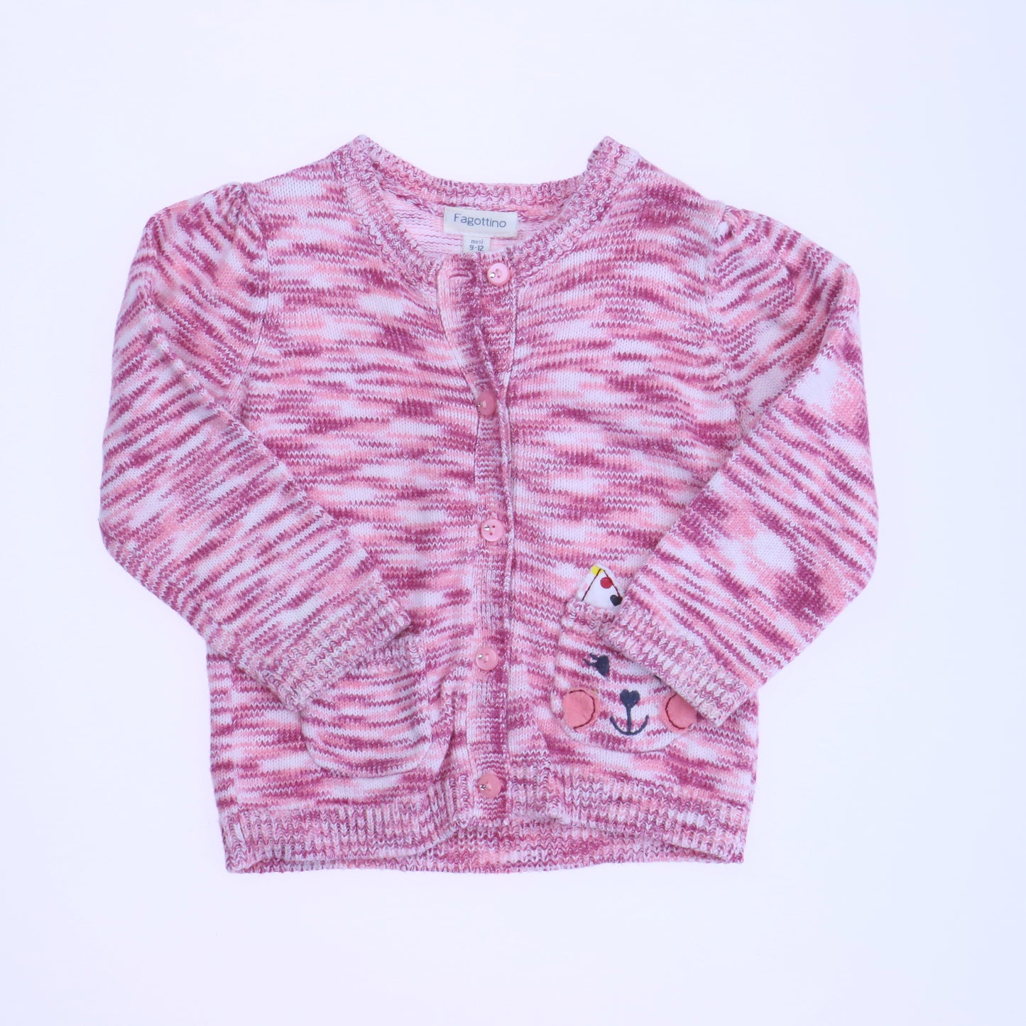 Fagottino Girls Pink Cardigan Size: 9-12 Months Pink