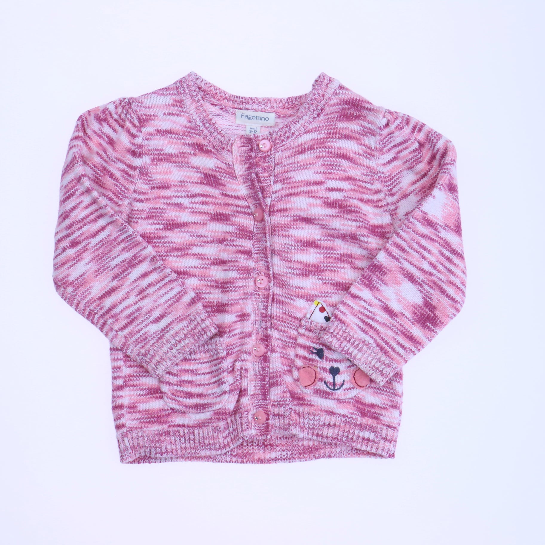Fagottino Girls Pink Cardigan Size: 9-12 Months Pink