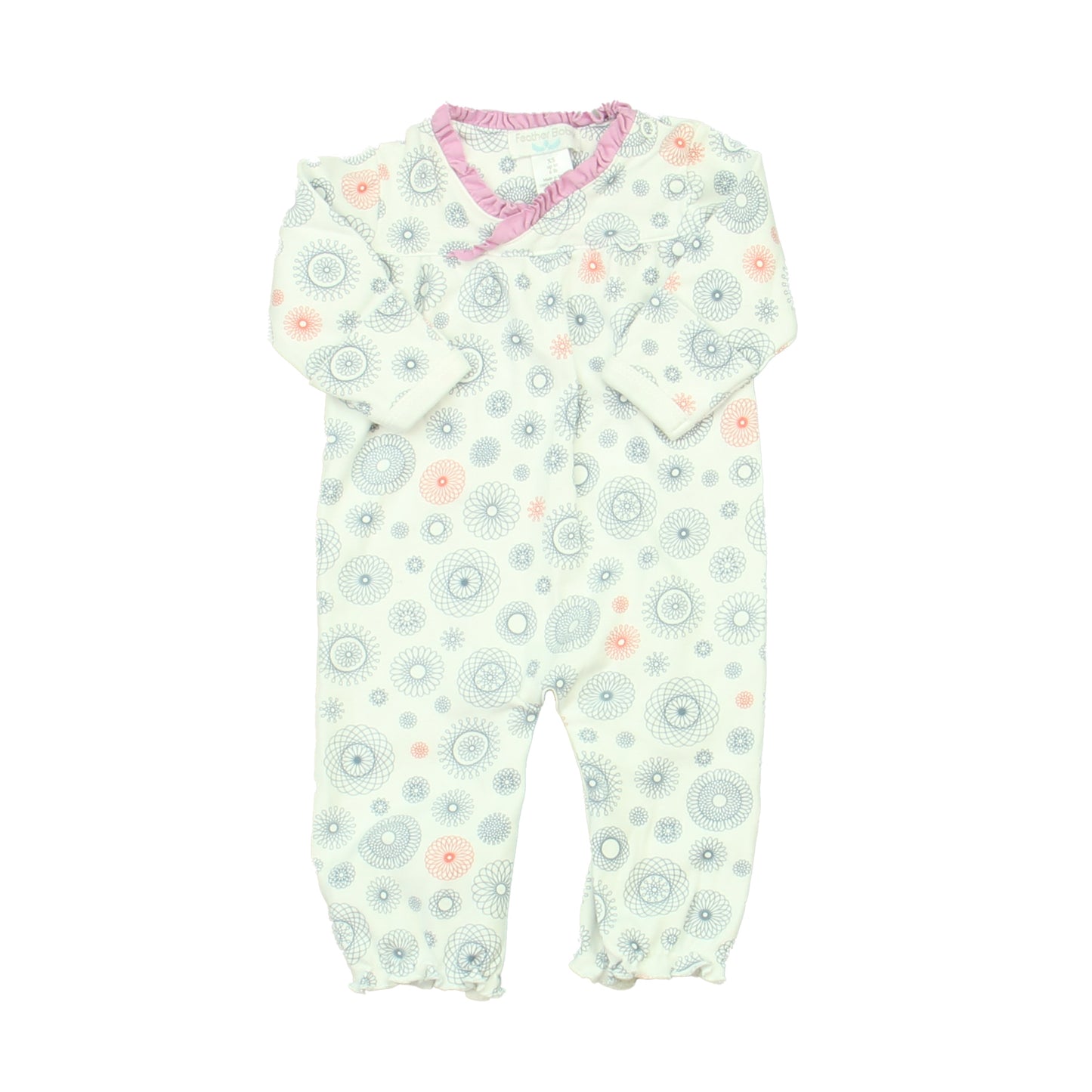 Feather Baby Girls White | Purple | Blue Long Sleeve Outfit Size: 0-6 Months White | Purple | Blue