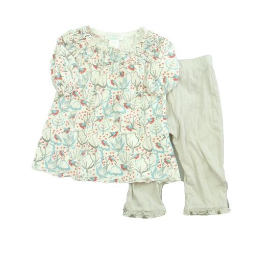 Feather Baby Girls Ivory | Gray | Blue Apparel Sets Size: 6-9 Months Ivory | Gray | Blue