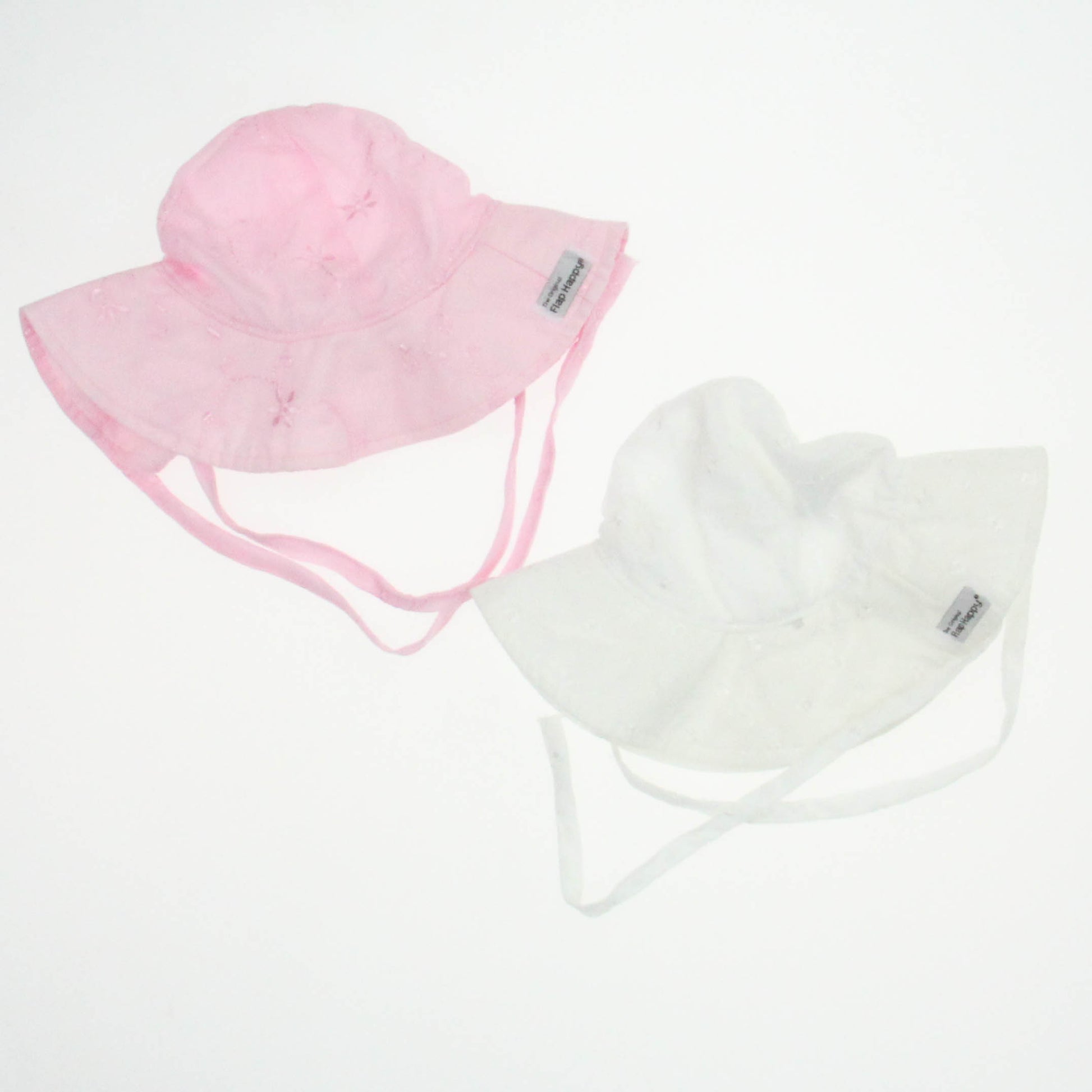 Flap Happy Girls White | Pink Sun Hat Size: 6-12 Months White | Pink