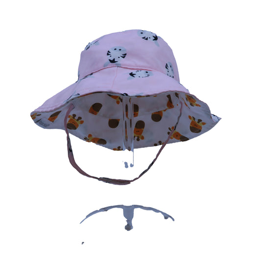 Flapjackkids Girls Pink | Grey Sun Hat Size: 6-12 Months Pink | Grey