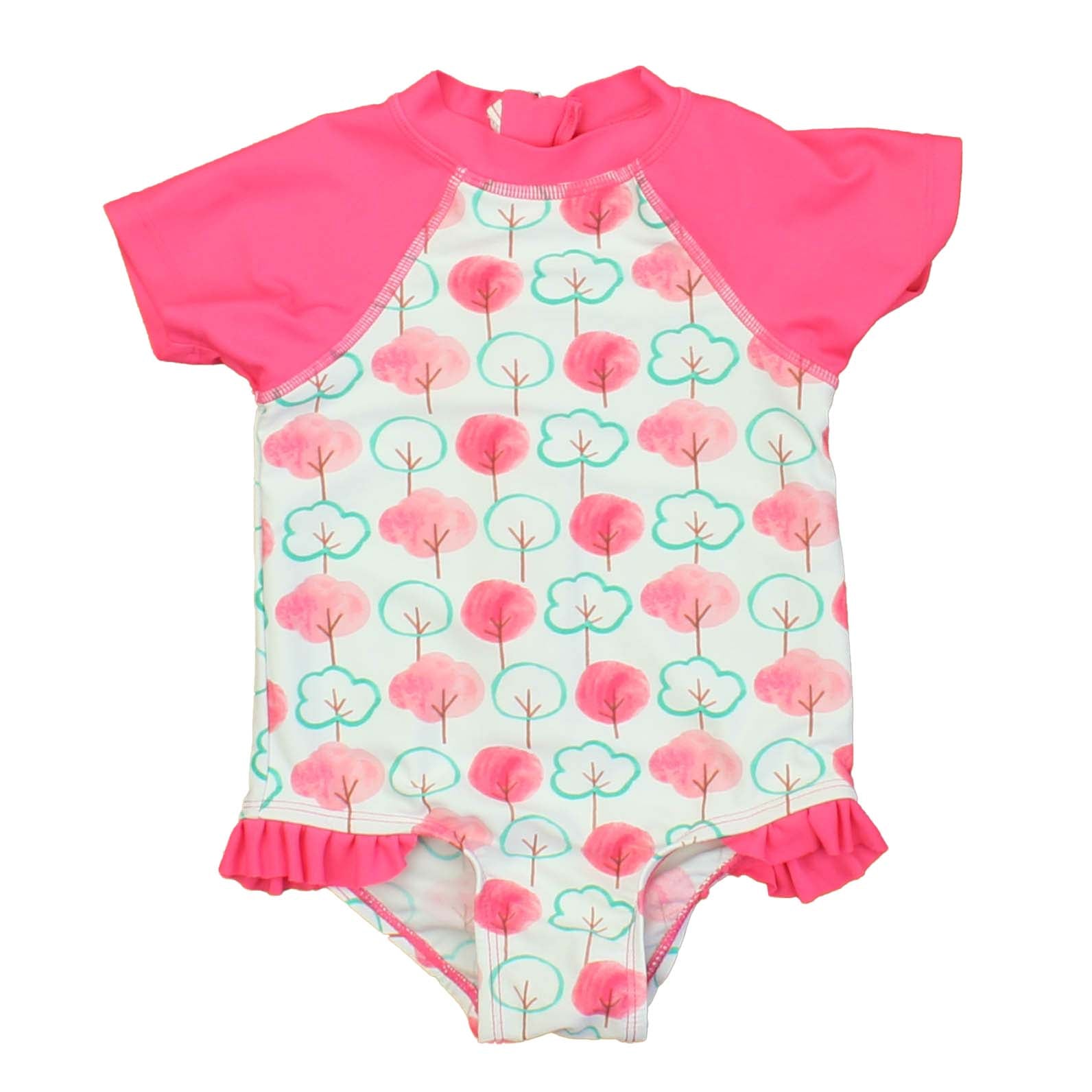 Floatimini Girls Pink | White | Green 1-piece Swimsuit Size: 18 Months Pink | White | Green