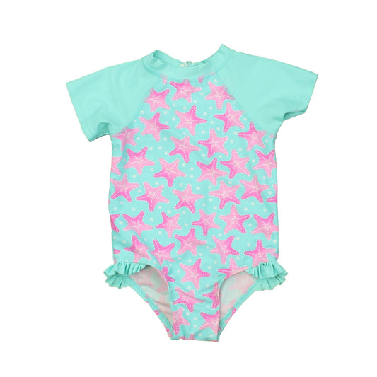 Floatimini Girls Blue | Starfish 1-piece Swimsuit Size: 24 Months Blue | Starfish