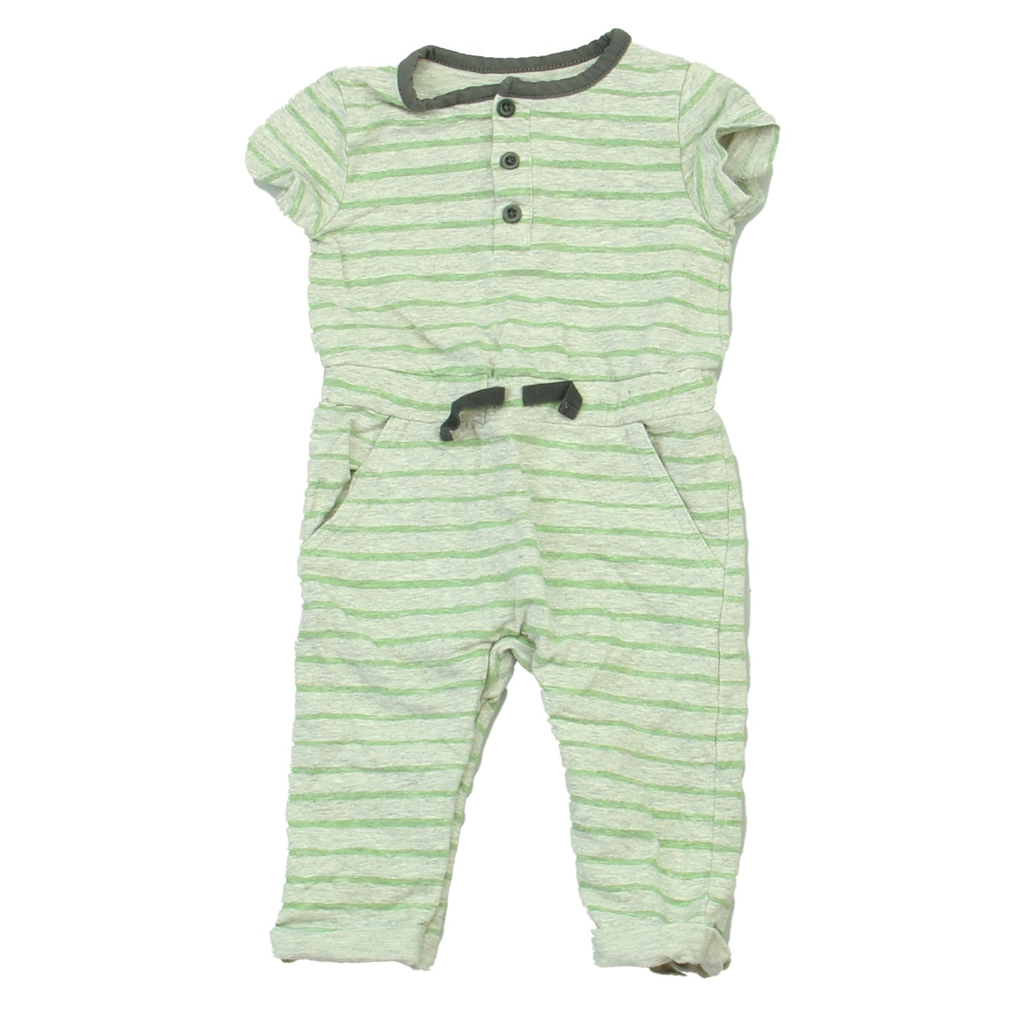 Focus Girls Gray | Green Stripes Romper Size: 6 Months Gray | Green Stripes