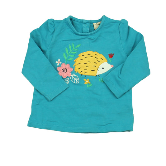 Frugi Girls Turquoise Porcupine Long Sleeve Shirt Size: 6-12 Months Turquoise Porcupine
