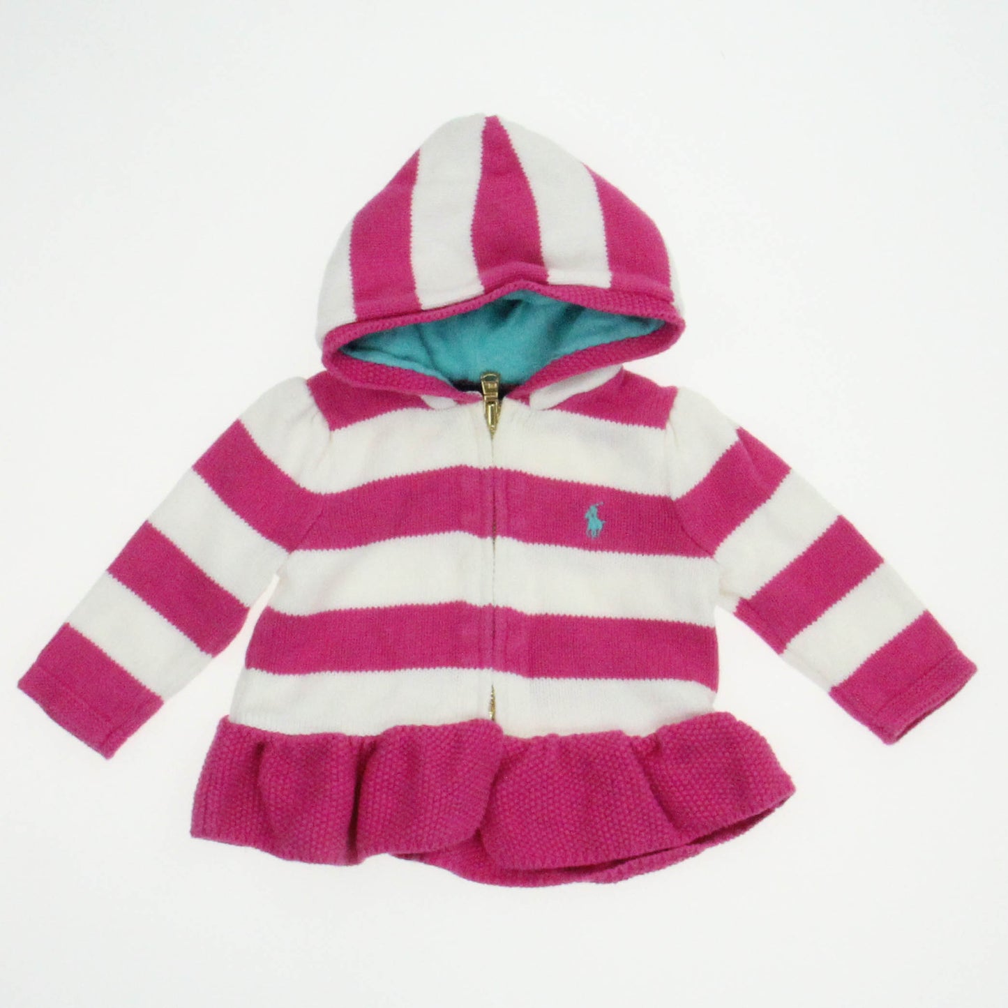 Gap Girls Pink | White Cardigan Size: 9 Months Pink | White