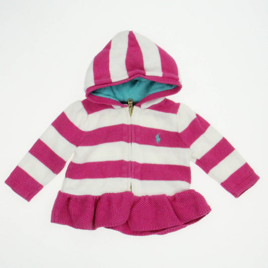 Gap Girls Pink | White Cardigan Size: 9 Months Pink | White