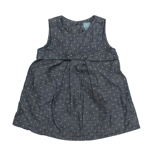 Gap Girls Blue | White | Polka Dots | Chambray Jumper Size: 18 - 24 Months Blue | White | Polka Dots | Chambray