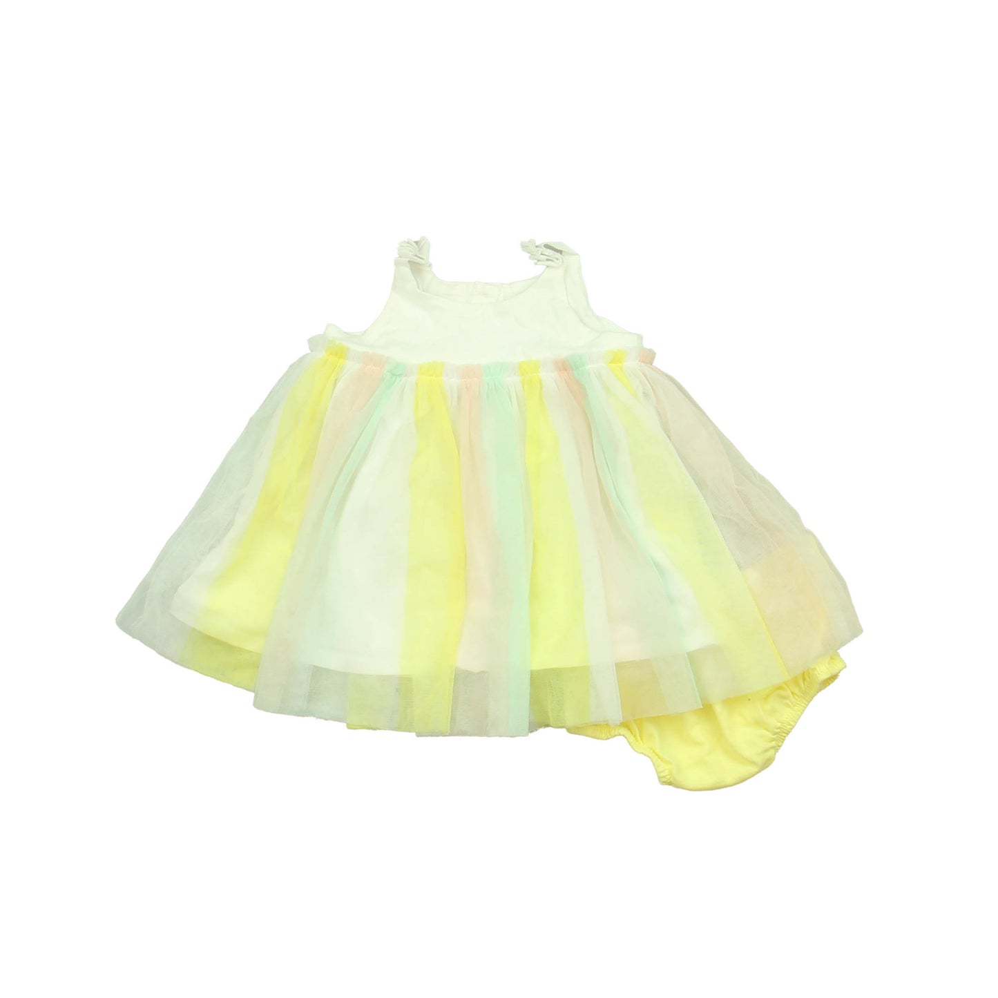 Gap Girls White | Yellow | Pink | Green Dress Size: 3 - 6 Months White | Yellow | Pink | Green