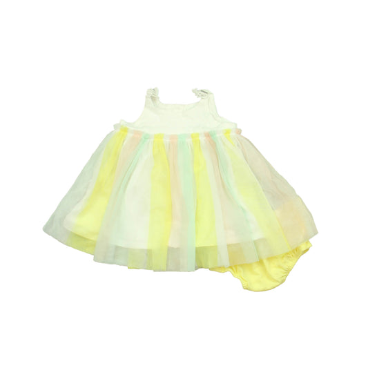 Gap Girls White | Yellow | Pink | Green Dress Size: 3 - 6 Months White | Yellow | Pink | Green