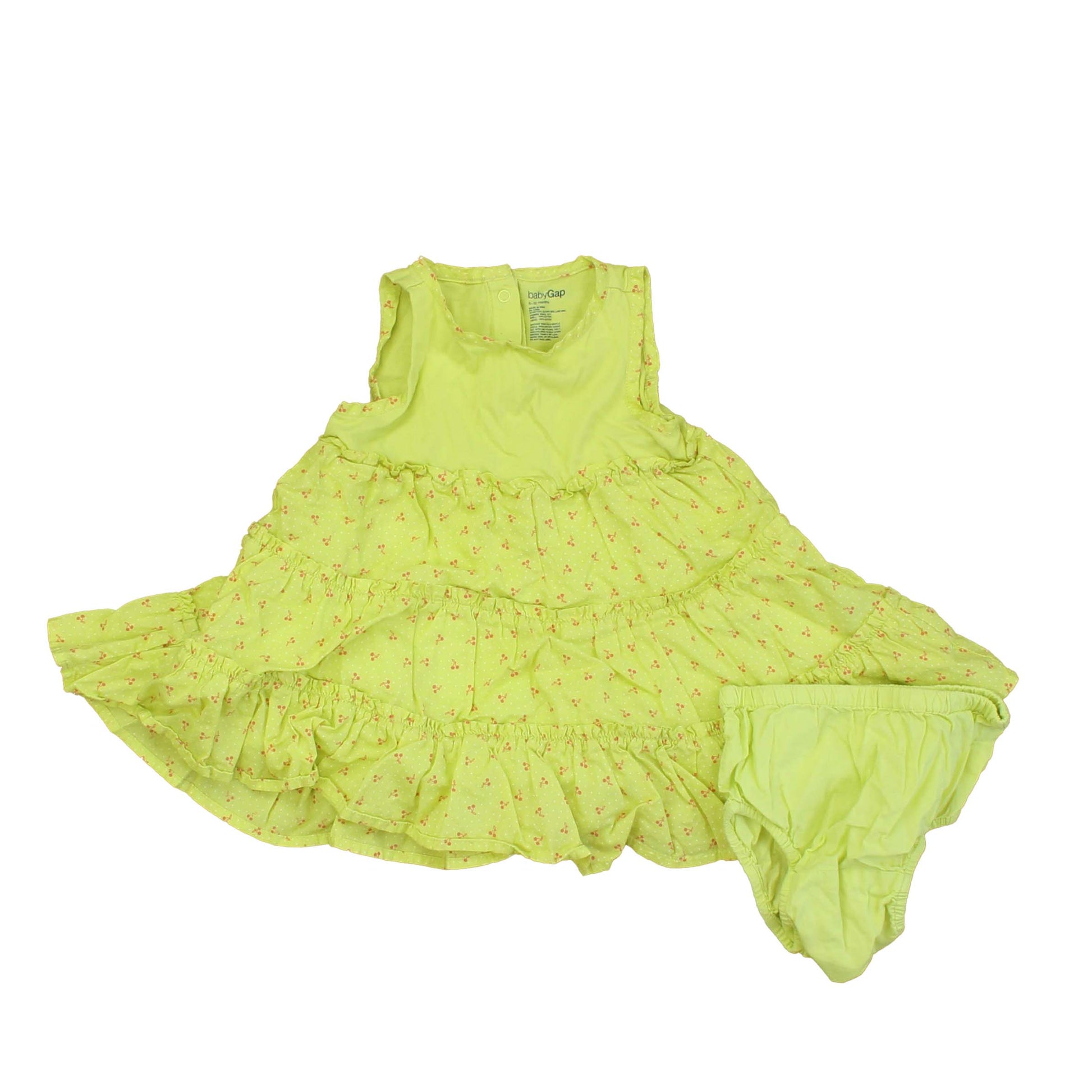 Gap Girls Green | Cherries Dress Size: 6-12 Months Green | Cherries