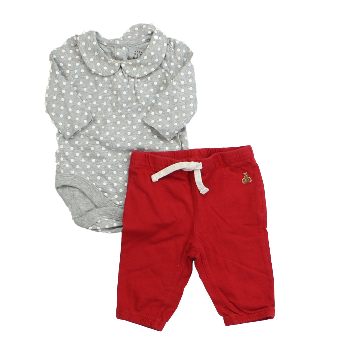 Gap Girls Grey | White | Polka Dots | Red Apparel Sets Size: 0-3 Months Grey | White | Polka Dots | Red