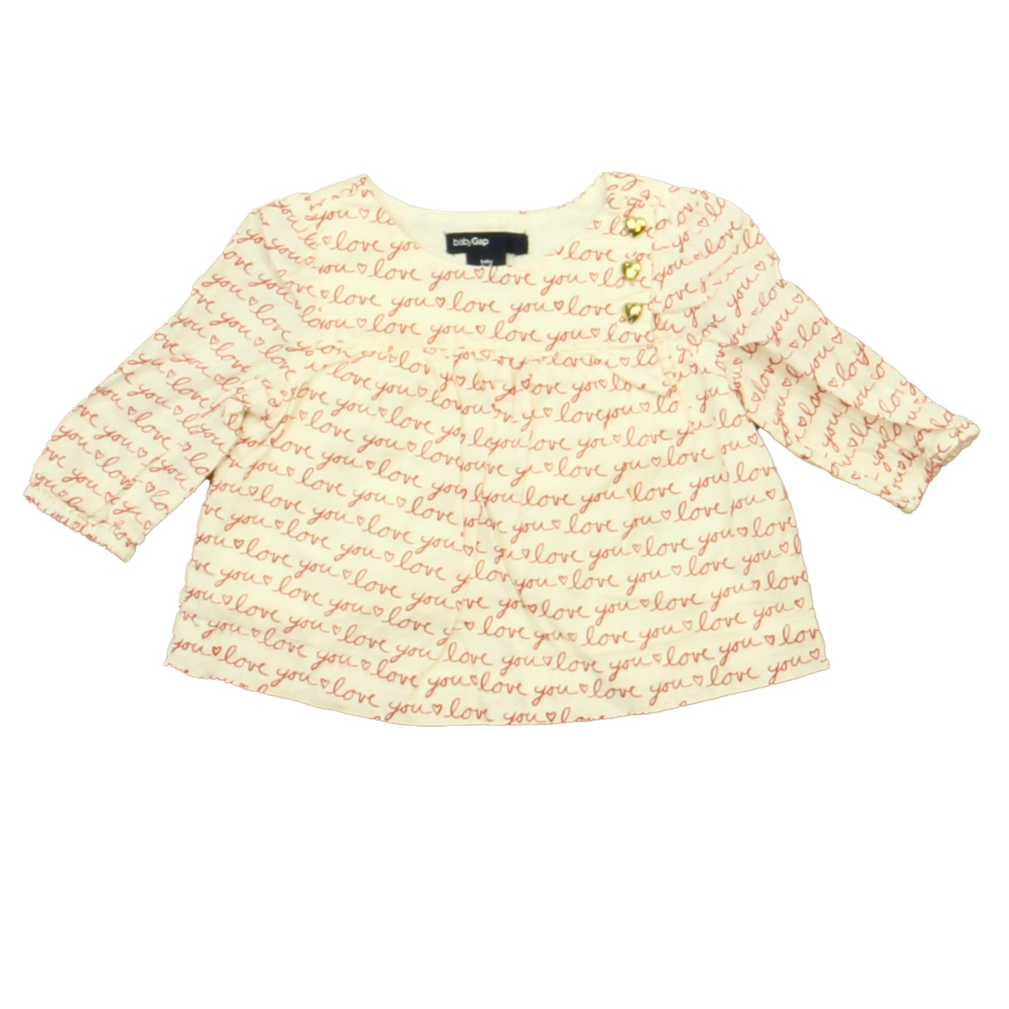 Gap Girls Ivory | Red Love Blouse Size: 0-3 Months Ivory | Red Love