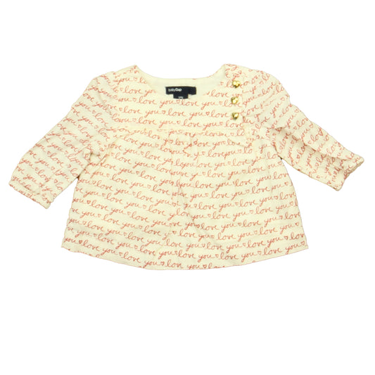 Gap Girls Ivory | Red Love Blouse Size: 0-3 Months Ivory | Red Love
