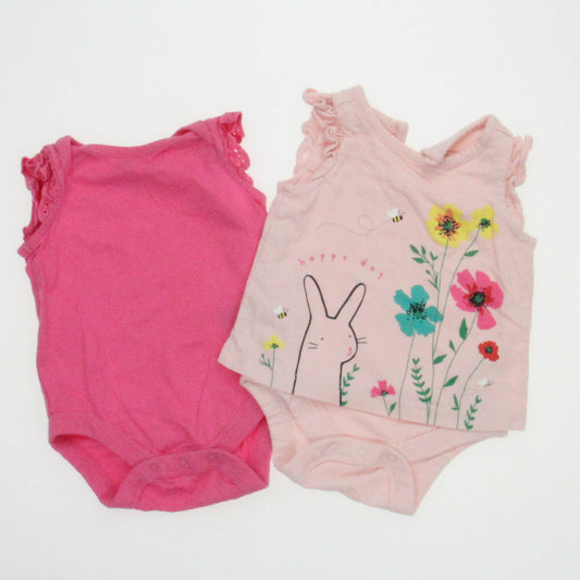 Gap Girls Light Pink | Dark Pink Onesie Size: 0-3 Months Light Pink | Dark Pink