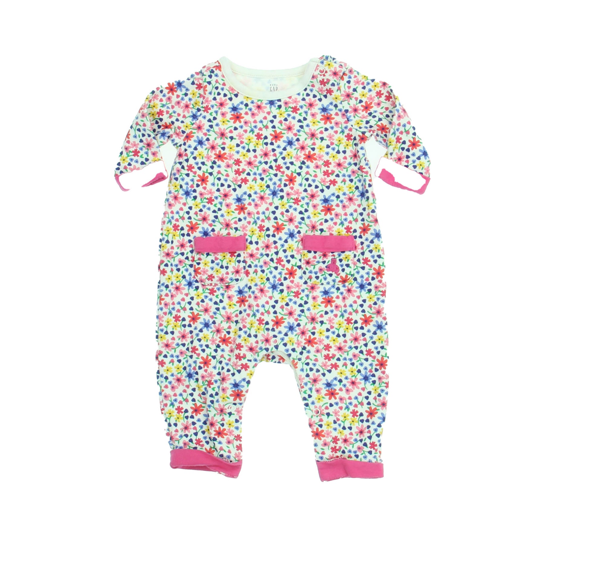 Gap Girls White | Pink | Multi | Floral Romper Size: 0-3 Months White | Pink | Multi | Floral