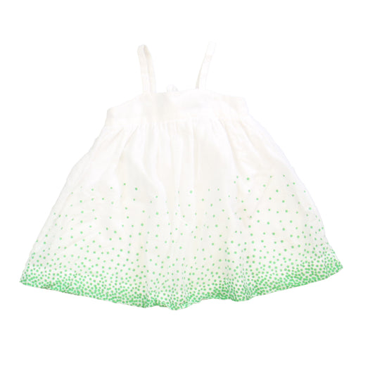 Gap Girls White | Green Dress Size: 12-18 Months White | Green