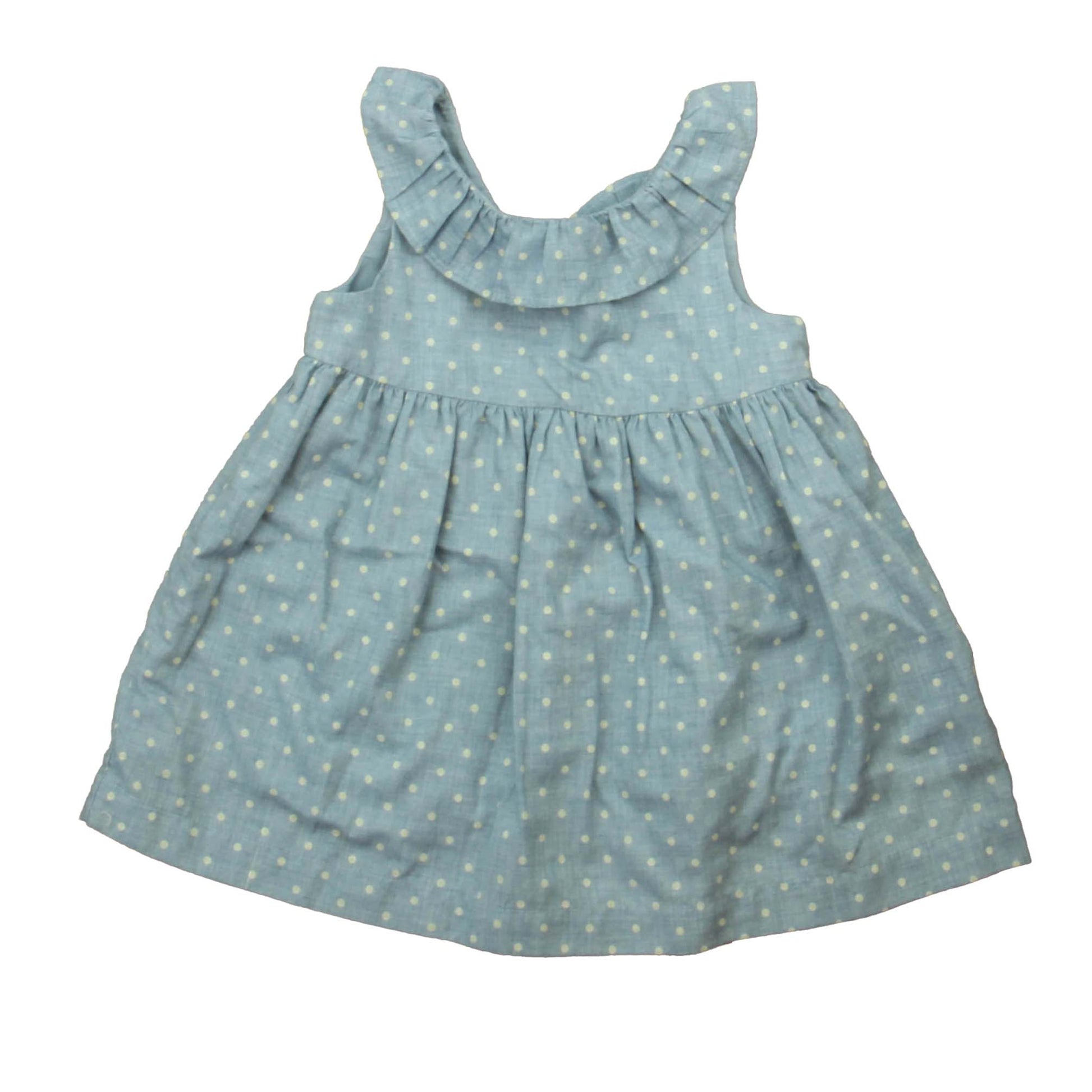 Gap Girls Blue Polka Dots Dress Size: 12-18 Months Blue Polka Dots