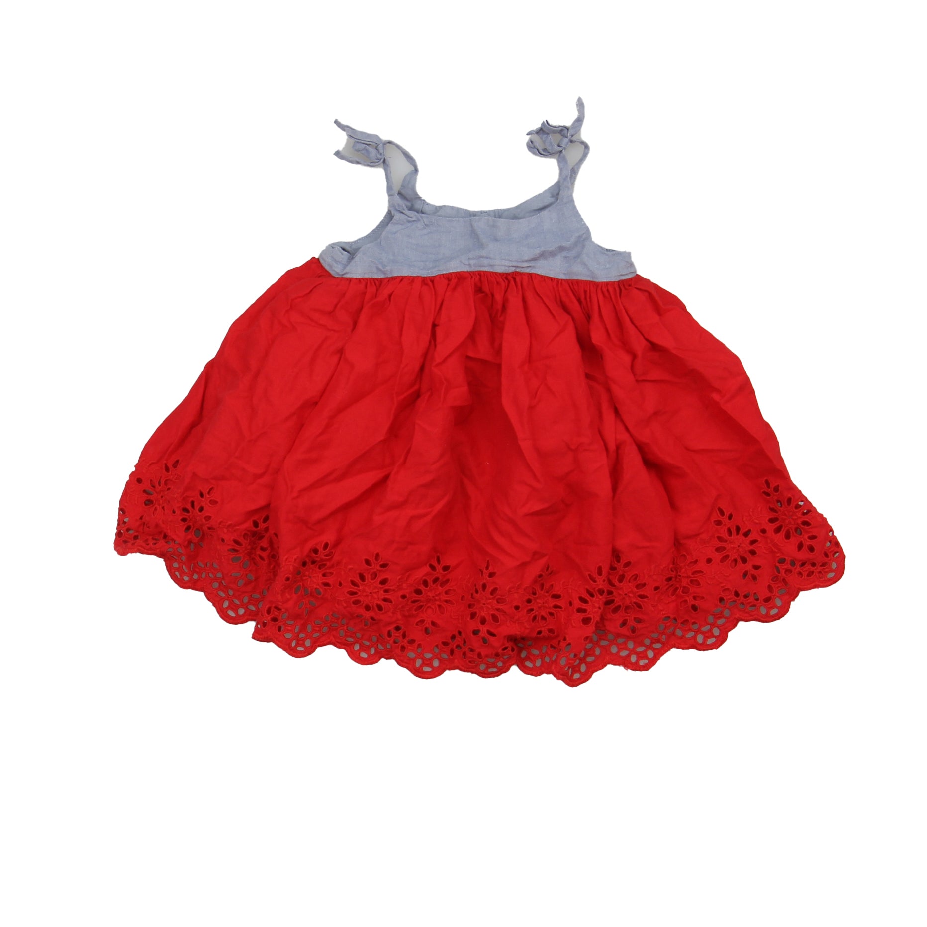 Gap Girls Blue | Red Dress Size: 12-18 Months Blue | Red