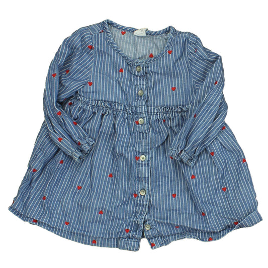 Gap Girls Blue | White | Red Hearts Dress Size: 12-18 Months Blue | White | Red Hearts