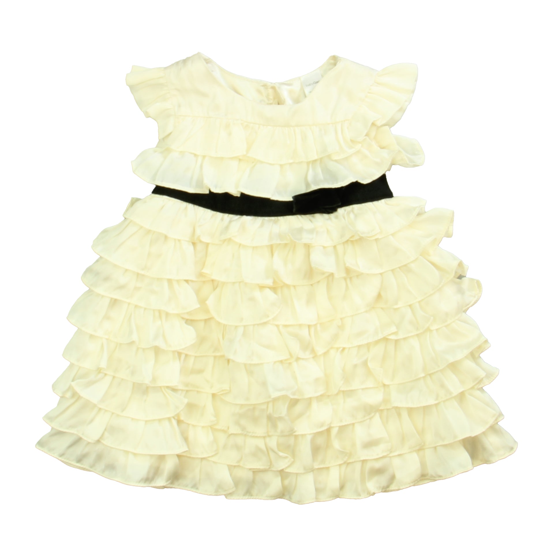 Gap Girls Ivory | Black Dress Size: 12-18 Months Ivory | Black