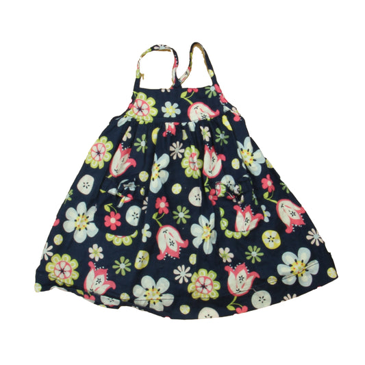Gap Girls Navy | Green Floral Dress Size: 12-18 Months Navy | Green Floral