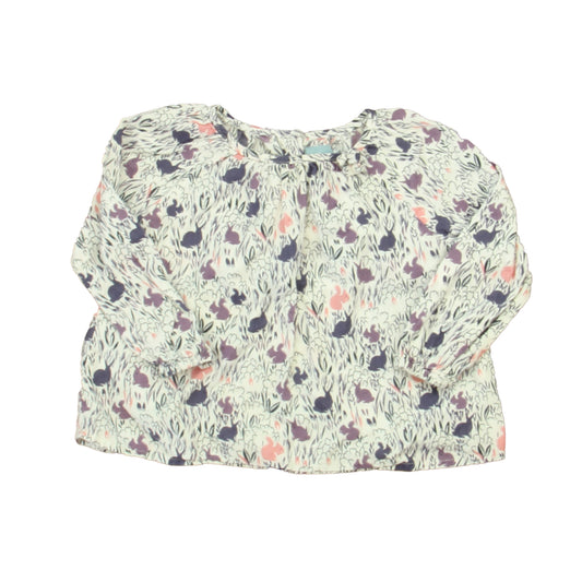 Gap Girls White | Purple | Pink Blouse Size: 12-18 Months White | Purple | Pink