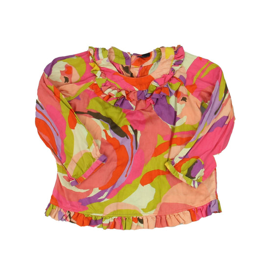 Gap Girls Pink | Purple | Floral Long Sleeve Shirt Size: 18-24 Months Pink | Purple | Floral