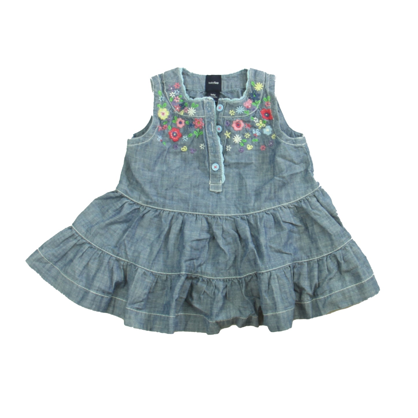 Gap Girls Blue Floral Dress Size: 3-6 Months Blue Floral