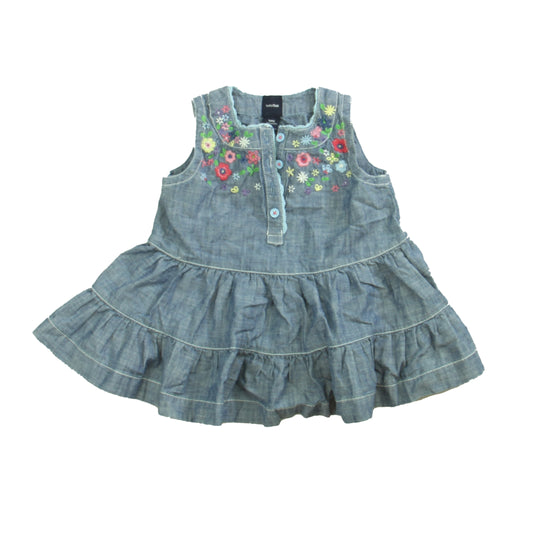 Gap Girls Blue Floral Dress Size: 3-6 Months Blue Floral