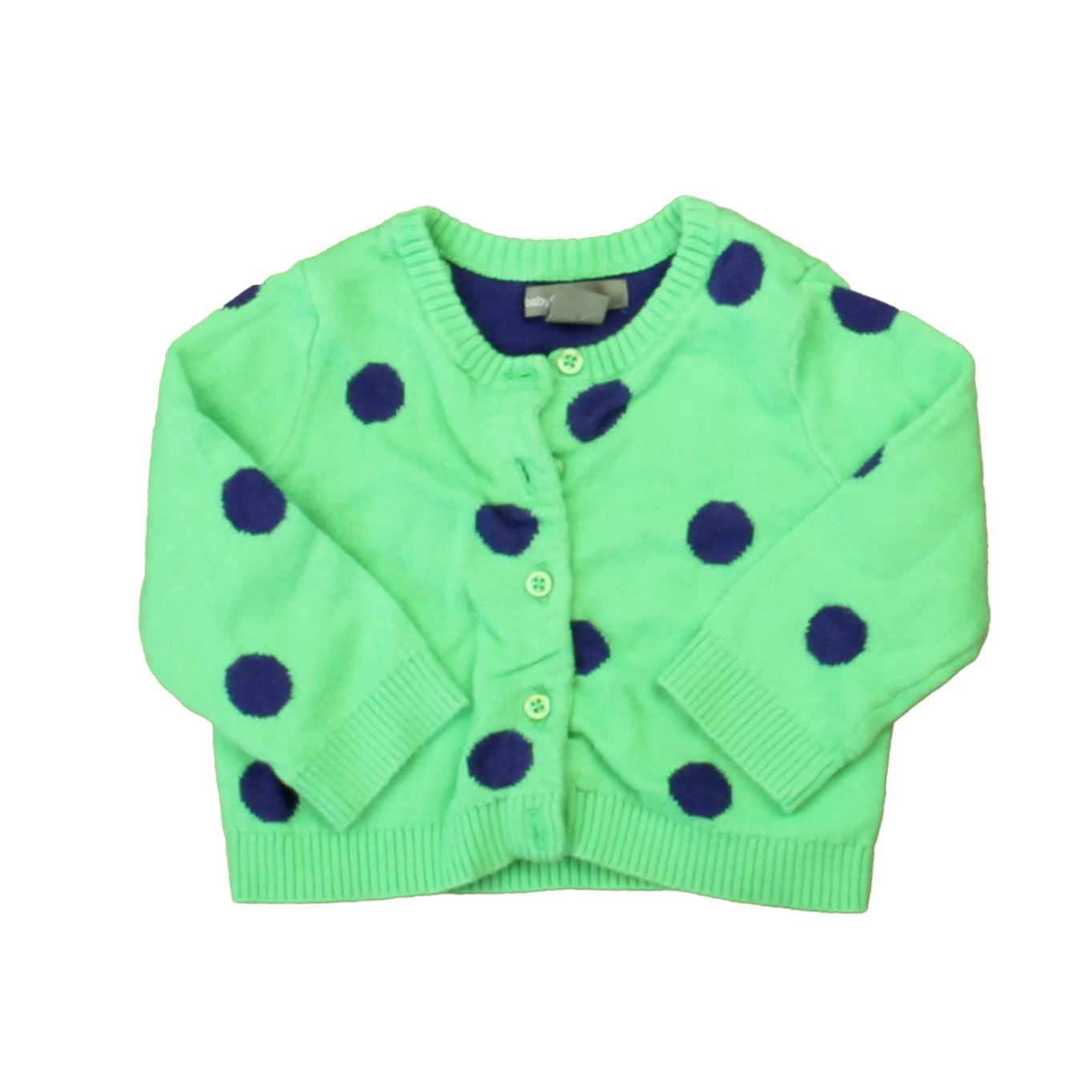 Gap Girls Green | Blue Polka Dots Cardigan Size: 3-6 Months Green | Blue Polka Dots