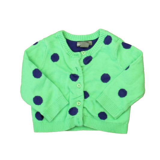 Gap Girls Green | Blue Polka Dots Cardigan Size: 3-6 Months Green | Blue Polka Dots
