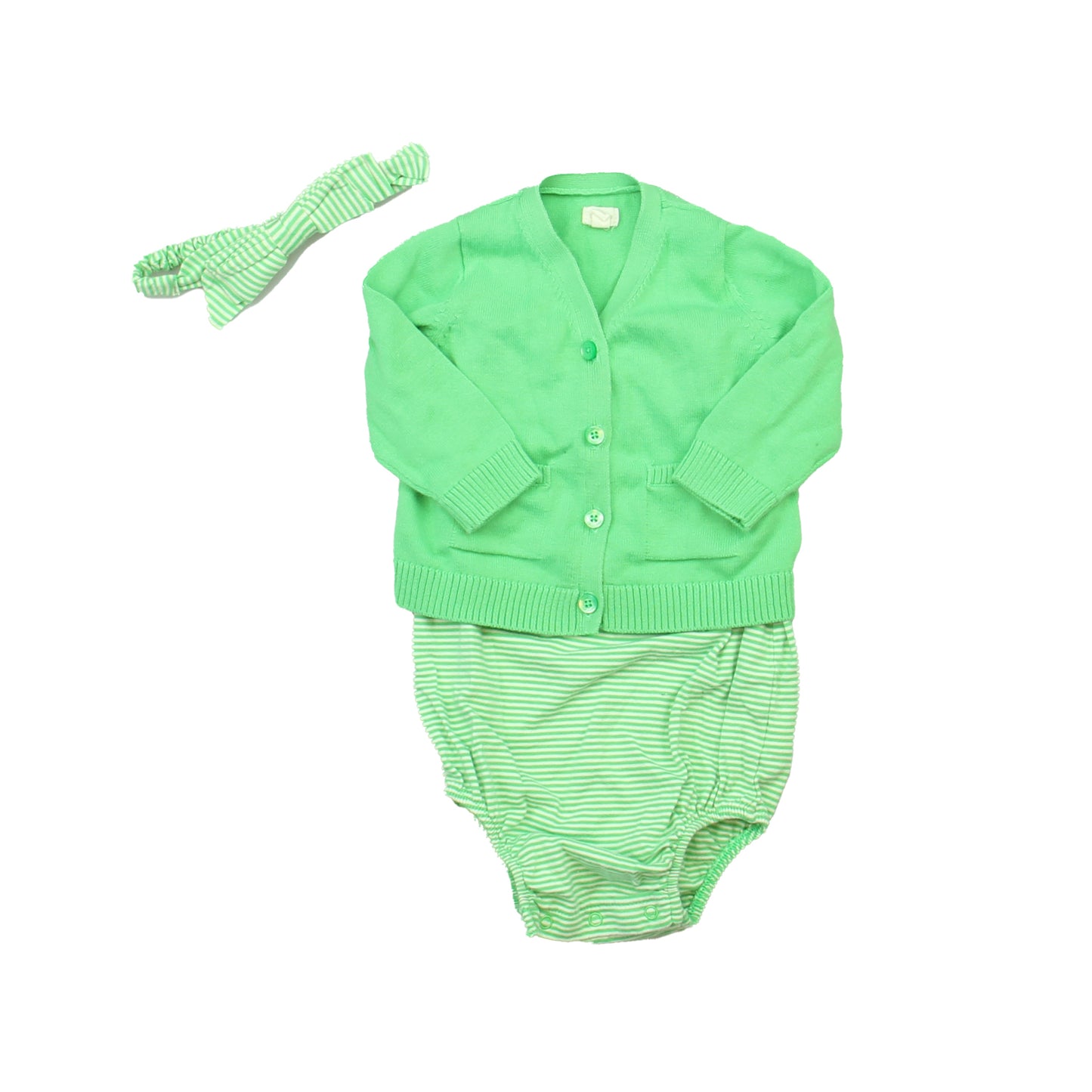 Gap Girls Green | White Apparel Sets Size: 3-6 Months Green | White