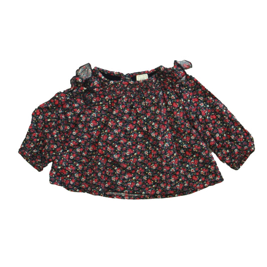 Gap Girls Navy Floral Blouse Size: 3-6 Months Navy Floral