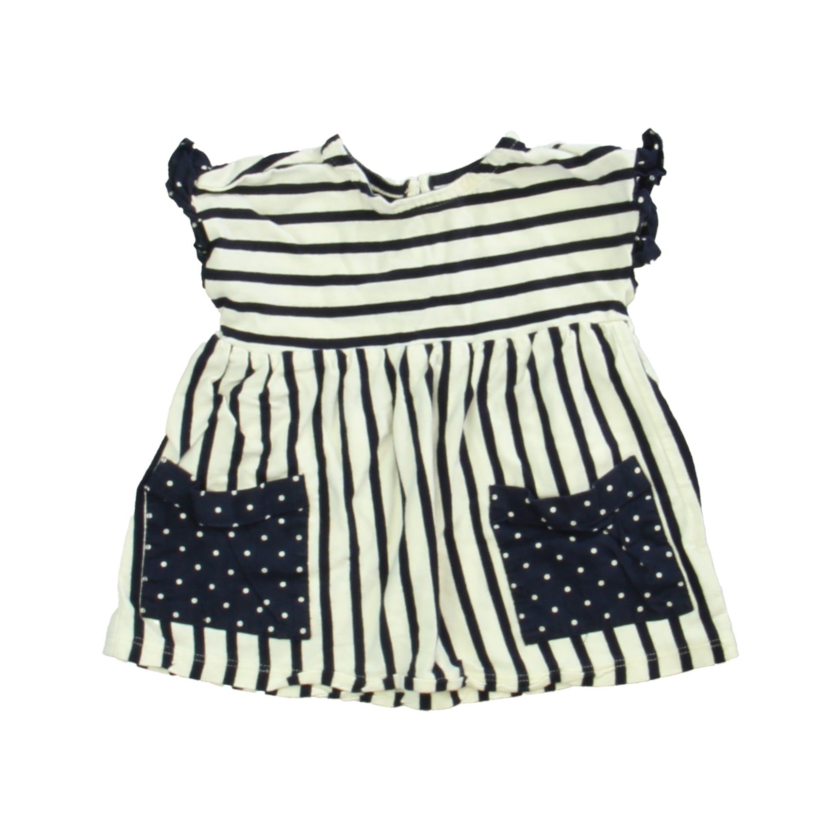 Gap Girls Navy | Ivory Striped Dress Size: 3-6 Months Navy | Ivory Striped
