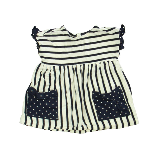 Gap Girls Navy | Ivory Striped Dress Size: 3-6 Months Navy | Ivory Striped