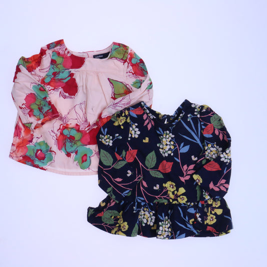 Gap Girls Navy | Pink Floral Blouse Size: 3-6 Months Navy | Pink Floral