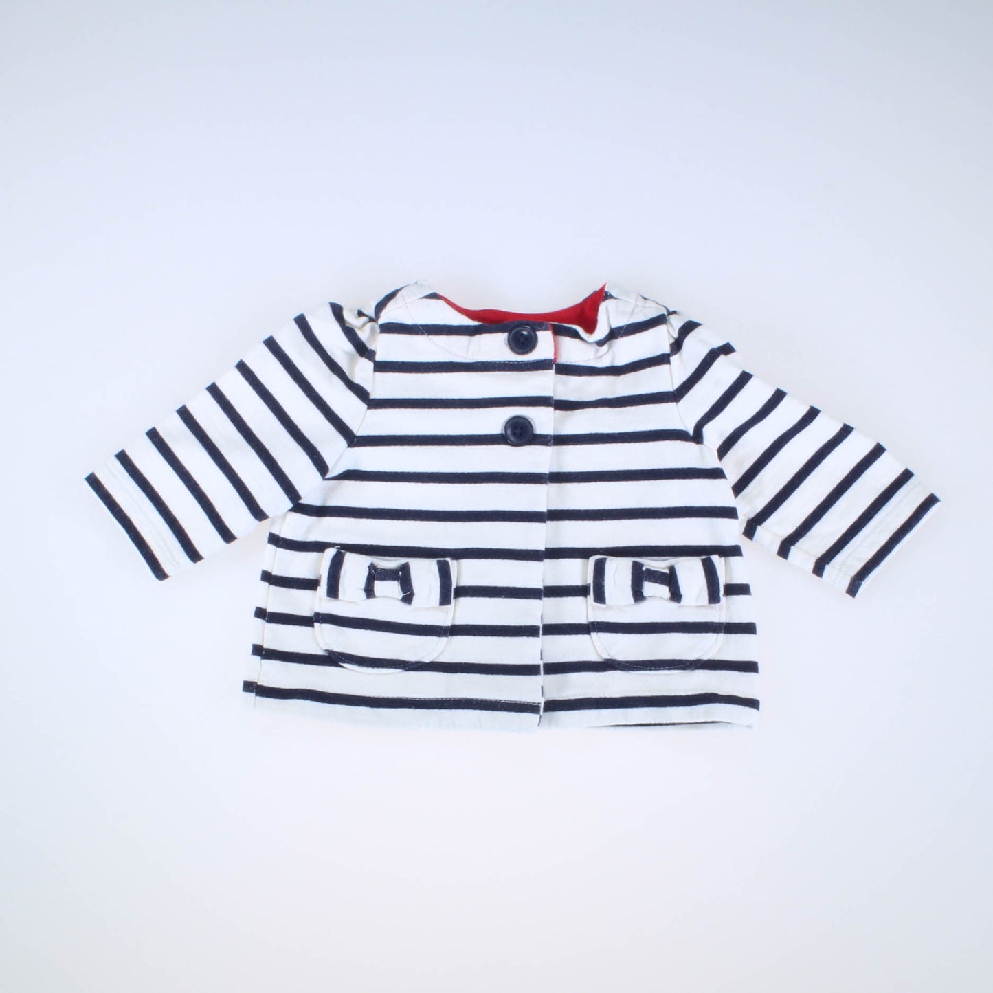 Gap Girls White and Navy Striped Jacket Size: 3-6 Months