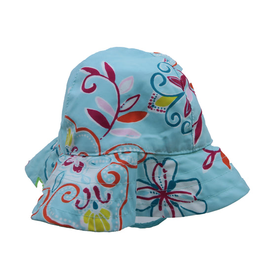 Gap Girls Aqua Floral Sun Hat Size: 6-12 Months Aqua Floral