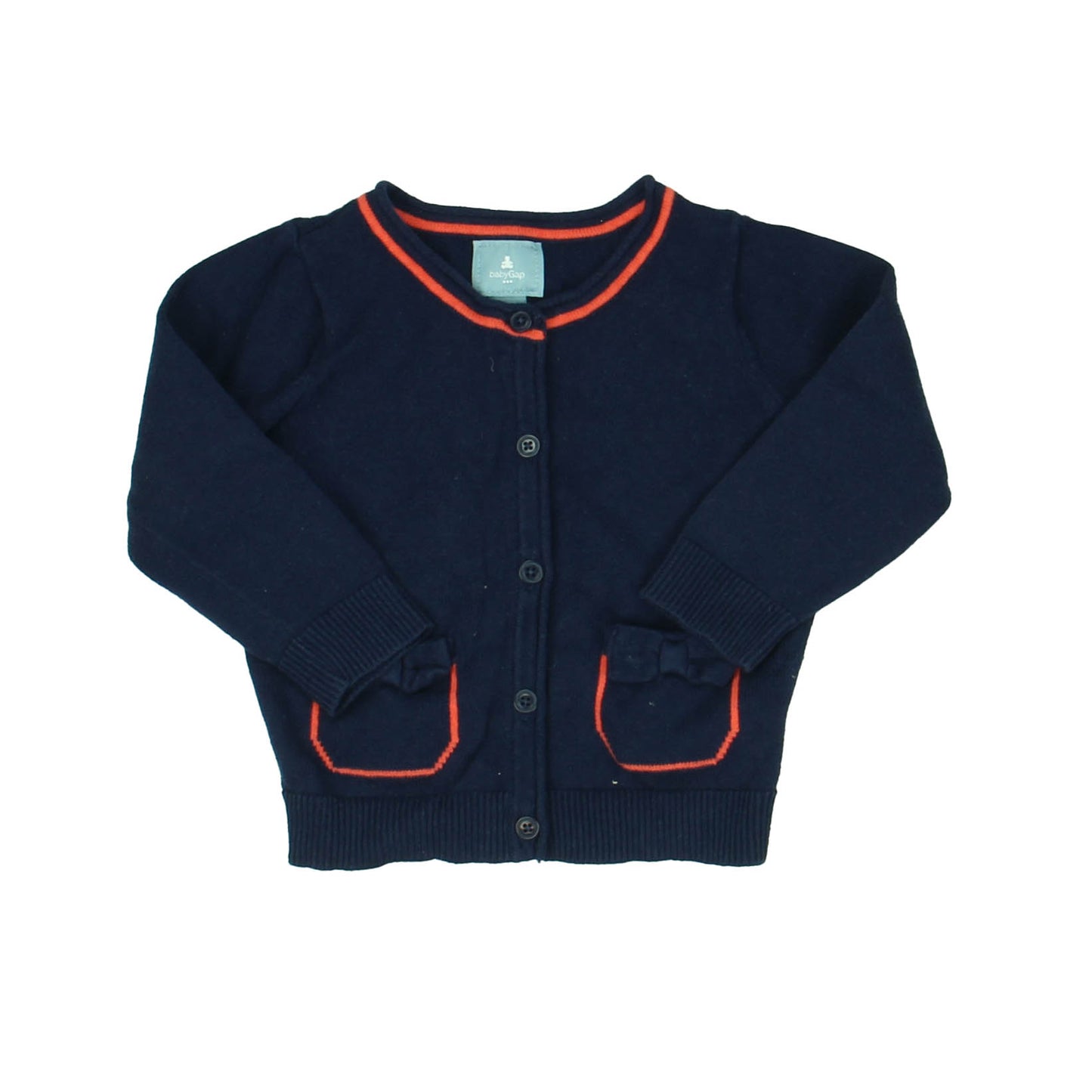 Gap Girls Blue | Orange Cardigan Size: 6-12 Months Blue | Orange